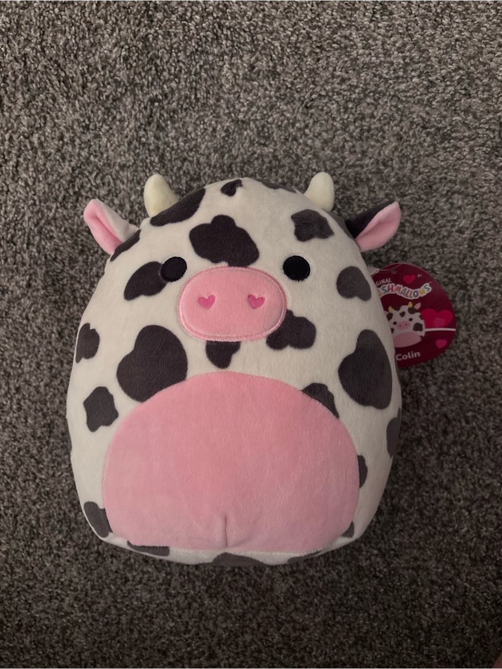 Squishmallows Cow Plush - White, Pink, Black